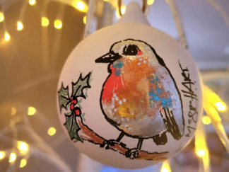 Limited Edition Christmas hand painted Robin Baubles 2023