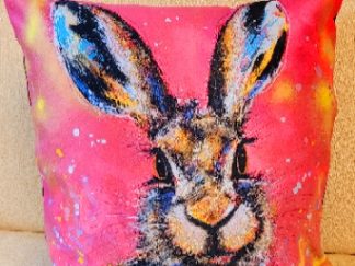 Faux Suede Neon Pink Hare Cushion