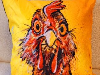 Faux Suede Crazy Chicken Cushion