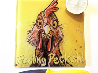 Glass Cutting Board –Margorie the Chicken- 20cm x 20cm – SMOOTH - BACK IN STOCK SOON
