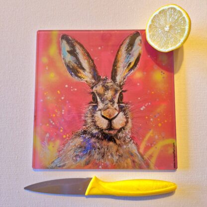 Glass Cutting Board – Martha the Hare - 20cm x 20cm – SMOOTH - BACK IN STOCK SOON