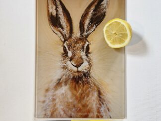 Glass Cutting Board – Burke the Hare- 20cm x 28cm – SMOOTH