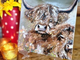 Mummy and me! Highland Cow and calf Ceramic Tile 20 x 20cm