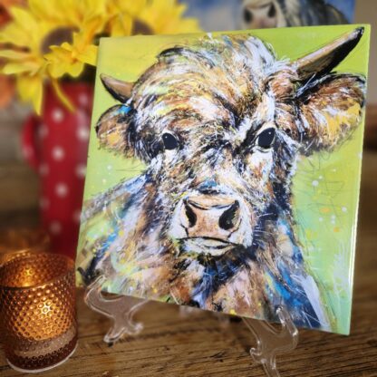 Netty the Highland Cow Ceramic Tile 20 x 20cm