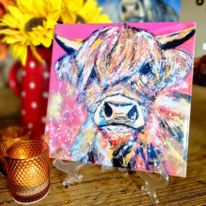 Pickle the Highland Cow Ceramic Tile 20 x 20cm